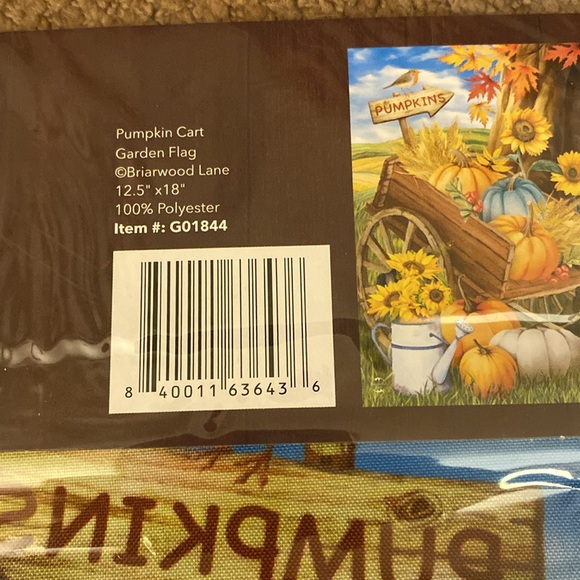 NIP.. Pumpkin cart garden flag 12.5 x 18 by Briarwood Lane - Picture 6 of 7